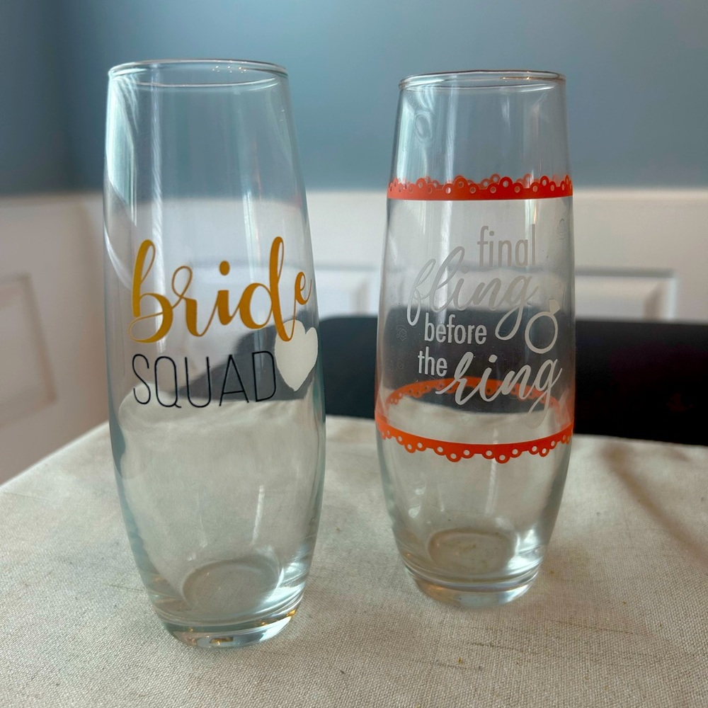 Two-Pack Bridal Stemless Champagne Flutes